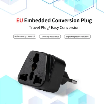 

EU Conversion Plug Swiss/Brazilian/Italian 5-hole Adaptor Plug EU Plug to Universal Socket Plug Travel Plug Black