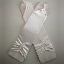 Белые блестящие атласные Элегантные Перчатки без пальцев с жемчужинами, вечерние, для вождения, свадьбы, Дня матери, ST006