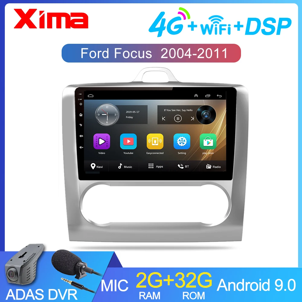 XIMA 9 дюймов 2 DIN Android 9,0 gps навигация автомобильный Радио мультимедийный плеер для 2004 2005 2006-2011 Ford Focus Exi AT