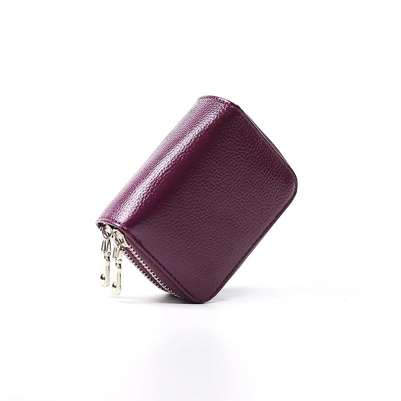 

Business Card Holder Prevent RFID Red/blue/pink/purple/black Bank/ID/Credit Card Holder Wallet Women/men Double Zipper Card Case