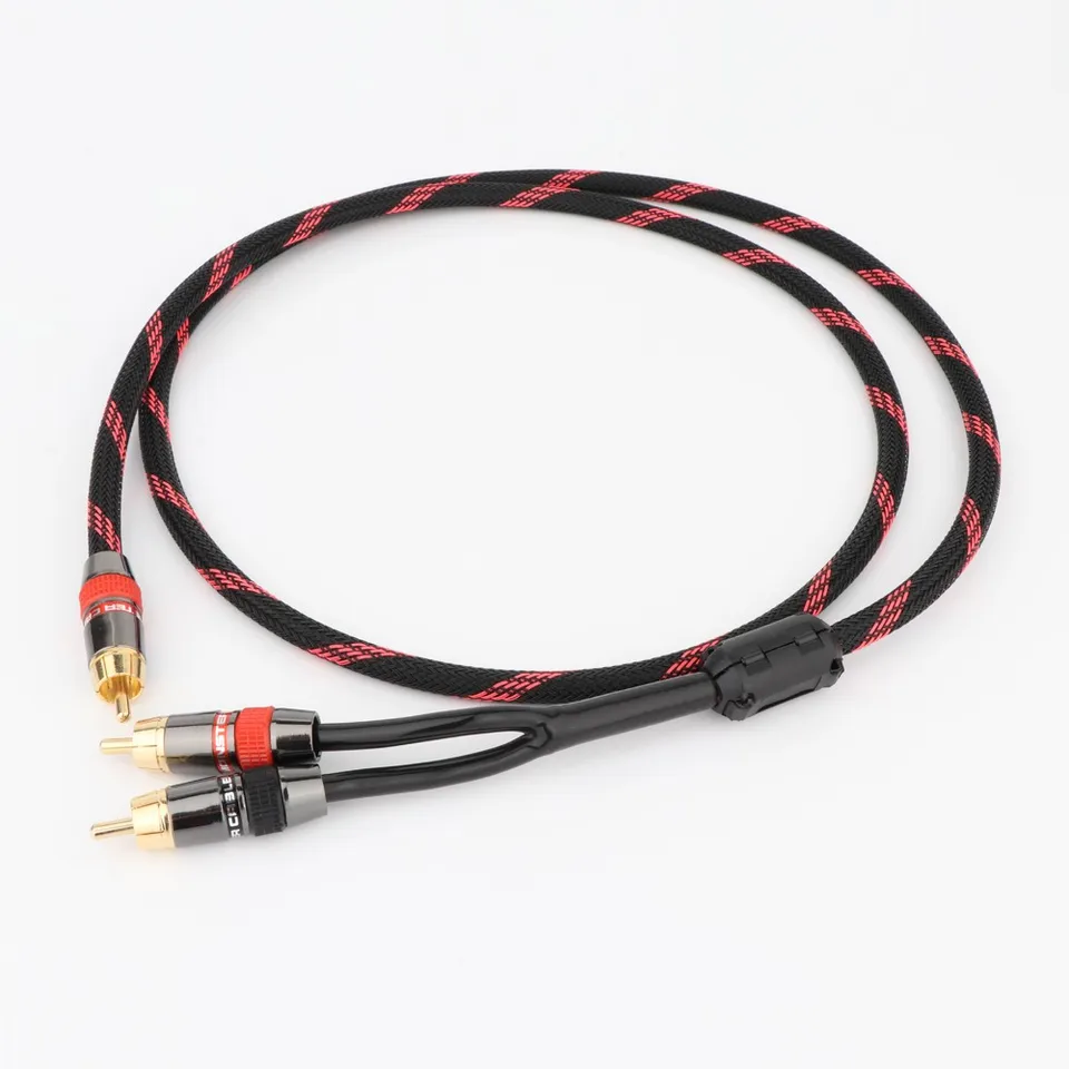 ATAUDIO HIFI Single RCA to Dual RCA Subwoofer audio cable Pure Copper One  Sub-2 Splitter Y RCA Cable