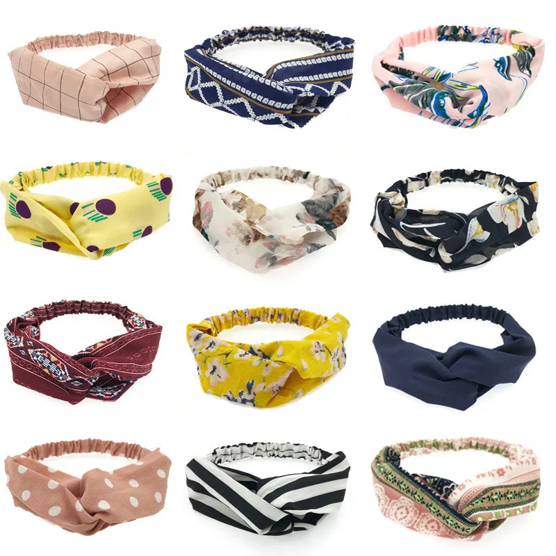 

2019 Fashion Strips Knot Headband Turban Elastic Hairband Head Wrap Hair Accessories For Women Girls Striped Headwear hair band
