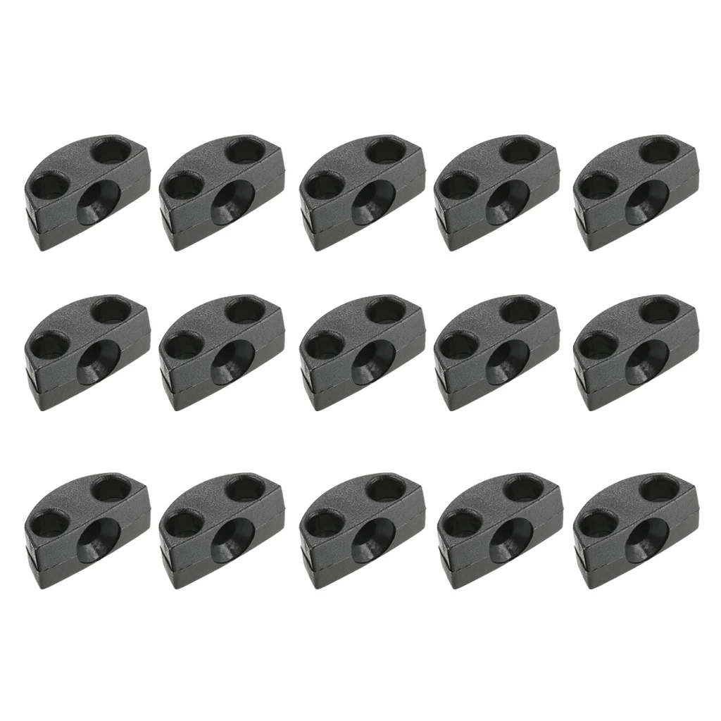 15pcs/set Black Deck Line Guide Marine Fitting Boat Canoe Kayak Accessories
