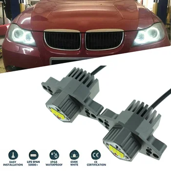 

8-LED Angel Eye Lights Halo Ring 6000-6500K Auto 2Pcs White For BMW E90 E91 Parts