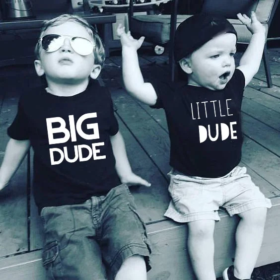 

Big Dude and Little Dude Family Matching Outfits Brother Sister Cotton Summer Tshirt Baby Boys T-shirt Summer Kid Top T-shirts