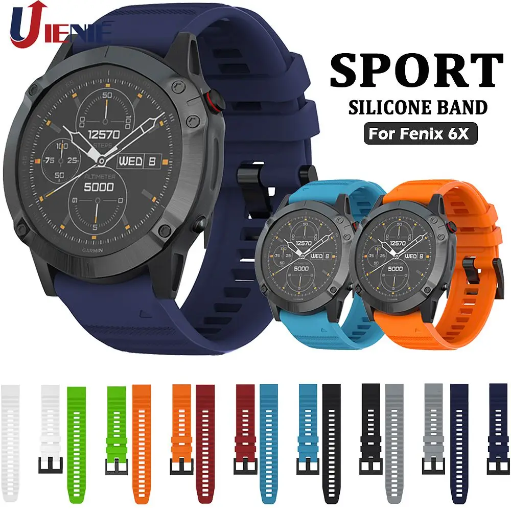 Silicone Watchband Strap for Garmin Fenix 6X /6X Pro/5x Plus/3 HR Smart