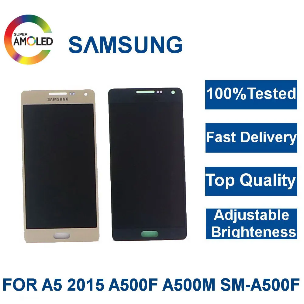 

100%Tested Super AMOLED LCD For Samsung Galaxy A5 2015 A500 A500F A500FU A500H A500M Phone LCD Display Touch Screen Digitizer