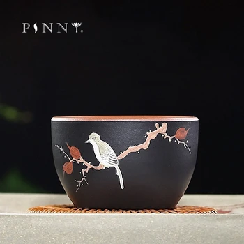 

PINNY 120CC Yixing Purple Clay Magpie Teacups Heat Resistant Chinese Kung Fu Tea Bowl Ceramic Retro Master Cup Zi Sha Drinkware