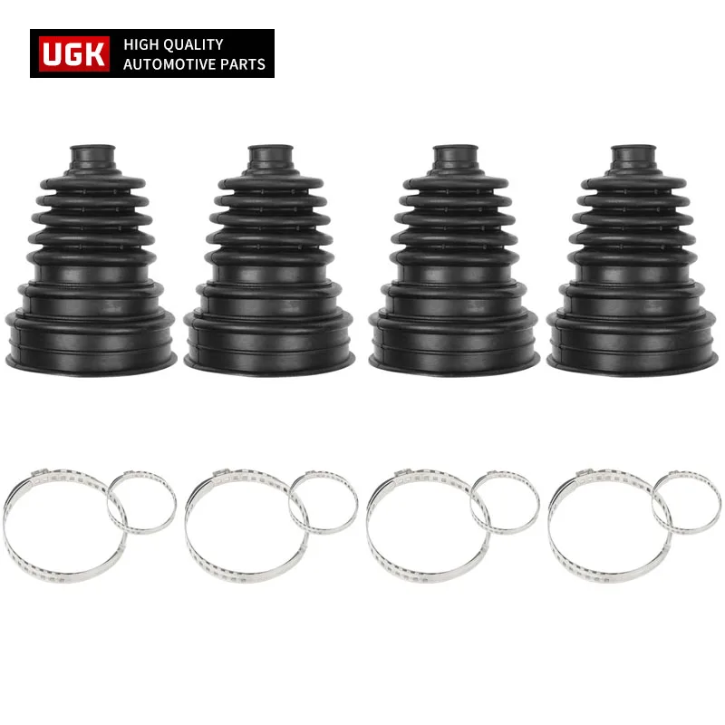 4 Sets Black Silicone Constant Speed CV Dust Cover Kit Universal Ball Round + Clamp 140mm x 86mm High Quality Rubber CV Boot