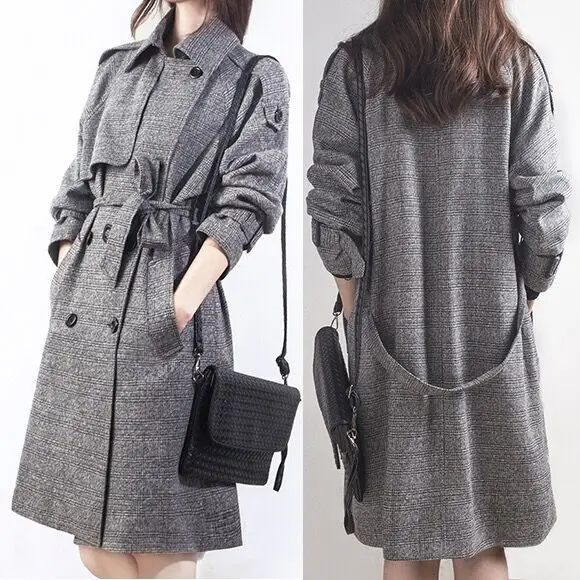 

Trench Coat Coat Women's Korean-style 2017 Spring Clothing New Style Slim Fit Slimming Mid-length Large Size Woolen Coat