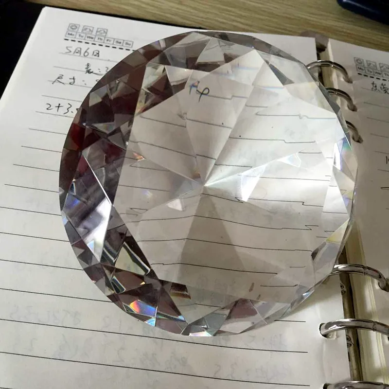 Shining Huge 100mm Crystal Diamond Shaped Cut Glass Paperweight Wedding Decor Gifts Hot 5