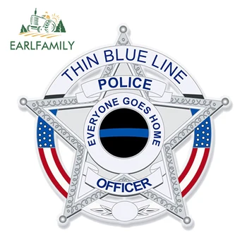 

EARLFAMILY 13cm x 13cm Police Swat Decal - Thin Blue Line Vinyl Stickers Car Styling Waterproof Decal Motor Car Accessories