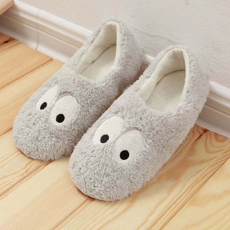 

Autumn Winter Women New Home Slippers Soft Soled Cotton Flat Shoes Womens Lovely Large Eyes Comfortable Indoor Floor Shoes