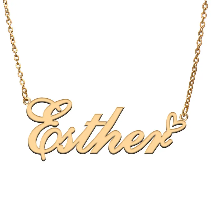 Love Heart Esther Name Necklace for 
