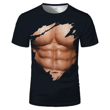 

3D Muscle printed t shirt breathable plus size fashionable men's T-shirt Outdoor/Gym style round neck Streetwear t shirt for men