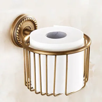 

brass/copper carved base toilet tissue paper basket European style wall mounted bathroom storage organizer hardware