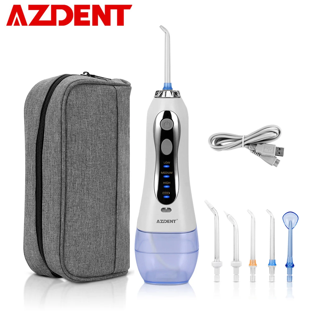 Online Heißer HF 5 Cordless Munddusche mit Reisetasche Fall Tragbare Wasser Dental Flosser USB Aufladbare Zahn Pick 300ml 5 jet Tipps