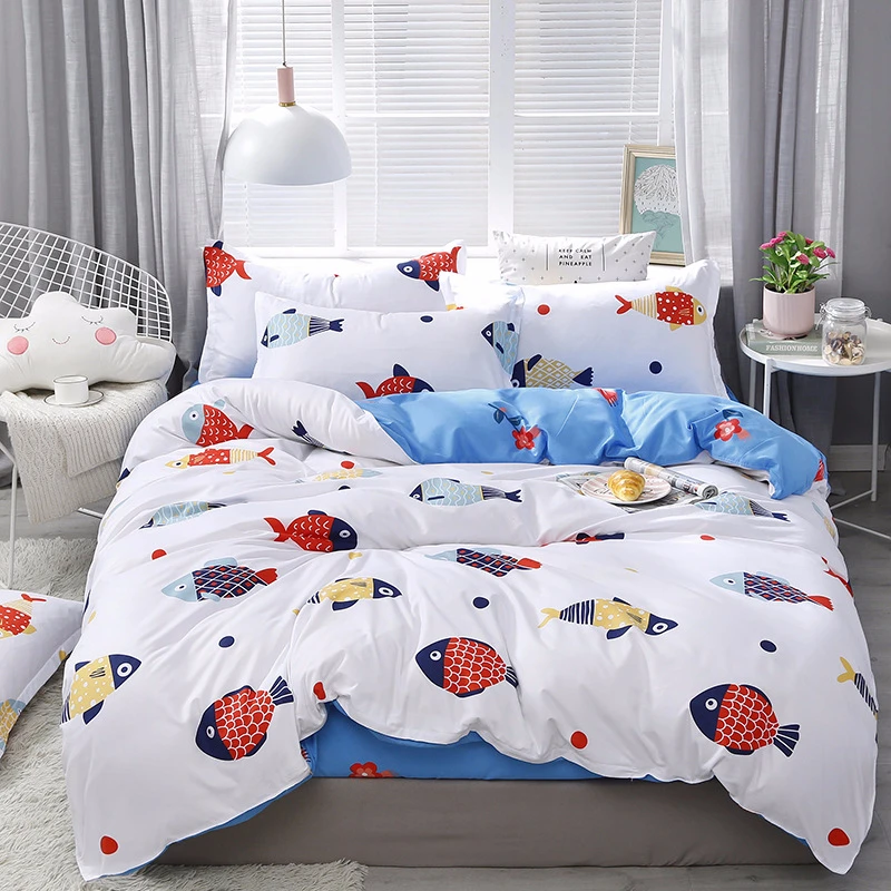 Color 17 New Fashion Creative Duvet Cover Sheet Pillowcase Bedding Set Adult Kid Child Soft Cotton Bed Linen 1.2m 1.35m 1.5m 1.8m 2m 2.2m - Color: Color 17