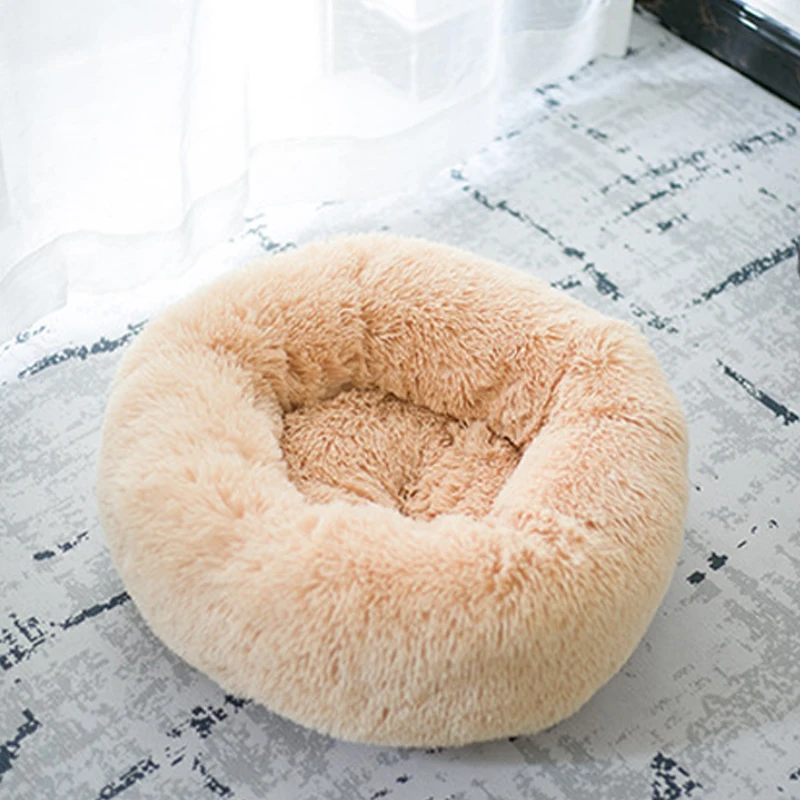 Длинная плюшевая супер мягкая собачья кровать питомник круглый Спальный Мешок Лежак домик для кошек Зимний теплый диван корзина для маленьких средних и больших собак