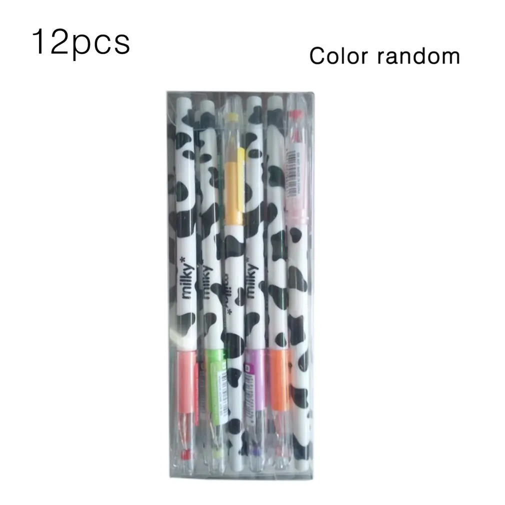 

12 Colors Cute Cartoon Milk Cow 0.38mm Fineliner Pens Marker Pen Gel Ink Pen Set Arts students School Office Supplie Stationary