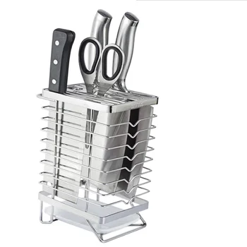

Knofe Block Kitchen Knife Block Knives Holder Organizer Metal Rack Storage Block Stainless Steel Knife Rest Shelf Tools Quadra