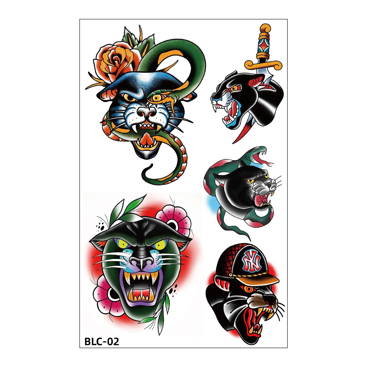 Waterproof Temporary Tatoo Stickers New Old School Color Eagle Leopard Butterfly Flower Arm Tattoo Stickers Body Makeup