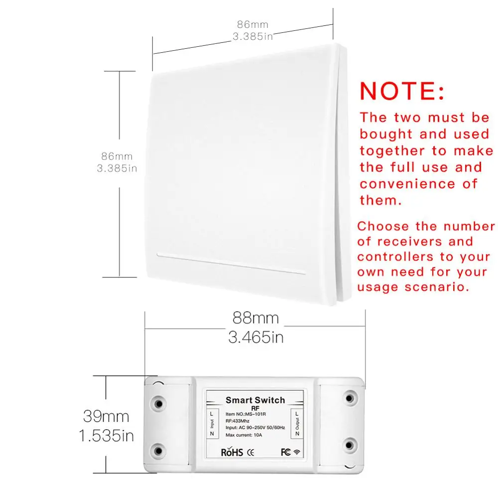 433 МГц беспроводной смарт-переключатель Радиочастотный пульт дистанционного управления приемник кнопочное управление Лер настенная панель передатчик, 2/3 способа мульти-управления