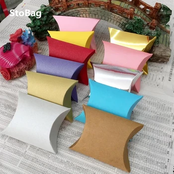 

StoBag 50pcs 9x6x2.5cm Color Small Size Paper Candy Chocolate Boxes Birthday Party Wedding Gift Packaging Silver/Gold/Pink/Beige