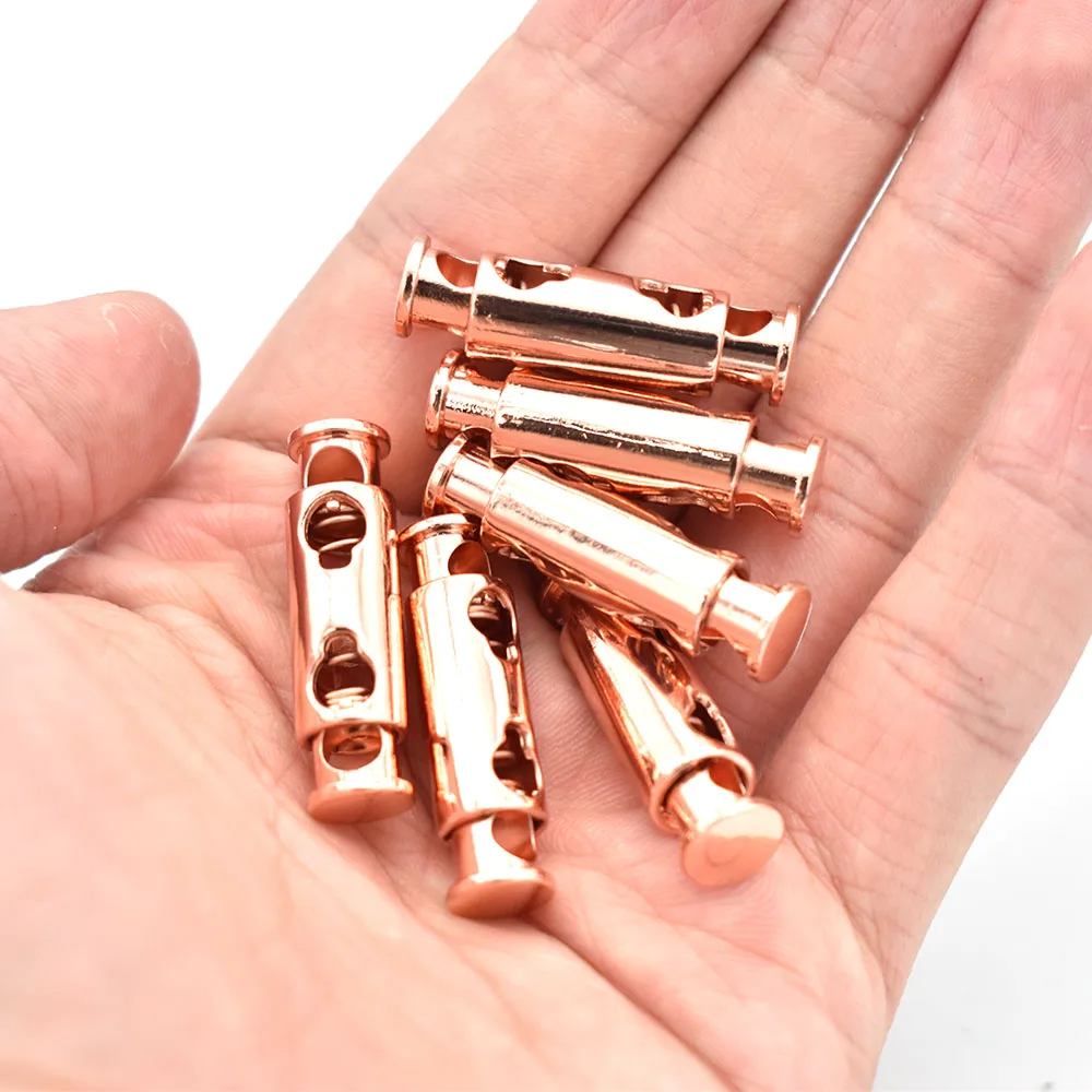 로즈 골드 코드 잠금 토글 아연 합금 조절기 토글 더블 배럴 토글 페이스 마스크 스프링 콜드 토글 32mm 12pcs