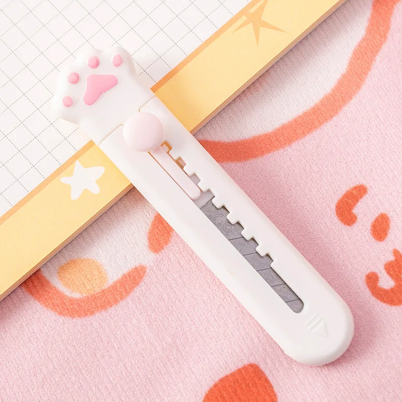 Kawaii Mini Pocket Cat Paw Art Utility Knife Express Box Knife Paper Cutter Craft Wrapping Refillable Blade Stationery utility knife paper cutter craft cutting knife