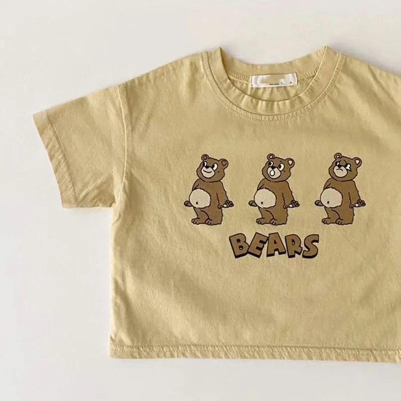 Cotton Summer Baby T Shirt Cute Bears Print Toddler Tops
