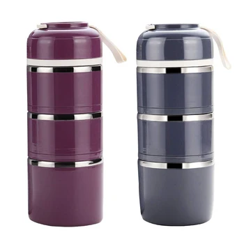 

2 Pcs Lunch Box Stainless Steel Leakproof Food Storage Containers with Insulated Lunch Box for Adult and Office Three Floors (Gr