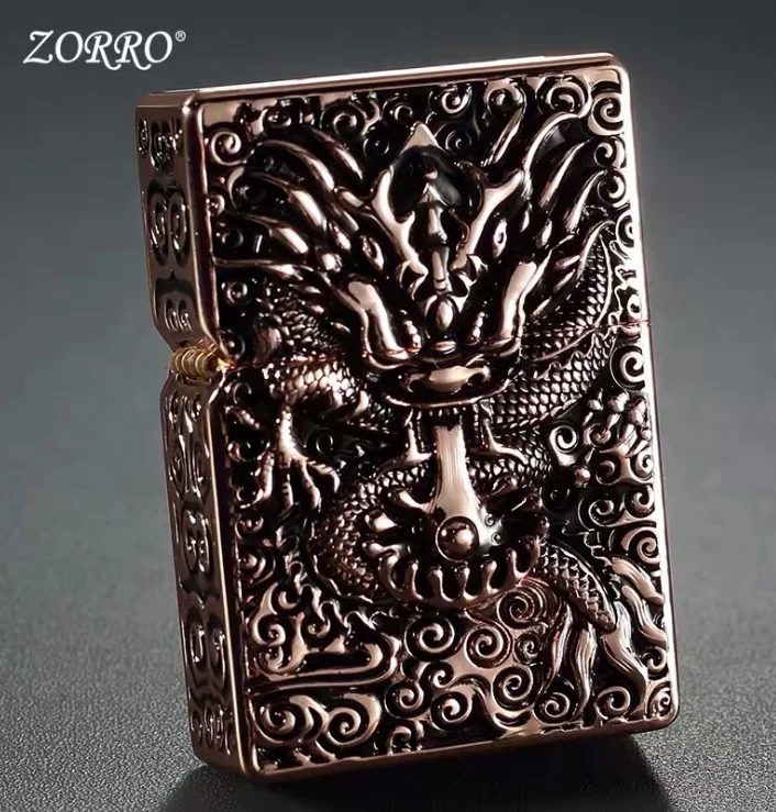 3 Rose Gold ZORRO драконы доспехи Змеиный дух латунь Кобра Керосин Зажигалка; мужские сигареты Бензин Зажигалка подарок - Цвет: 3 Rose Gold