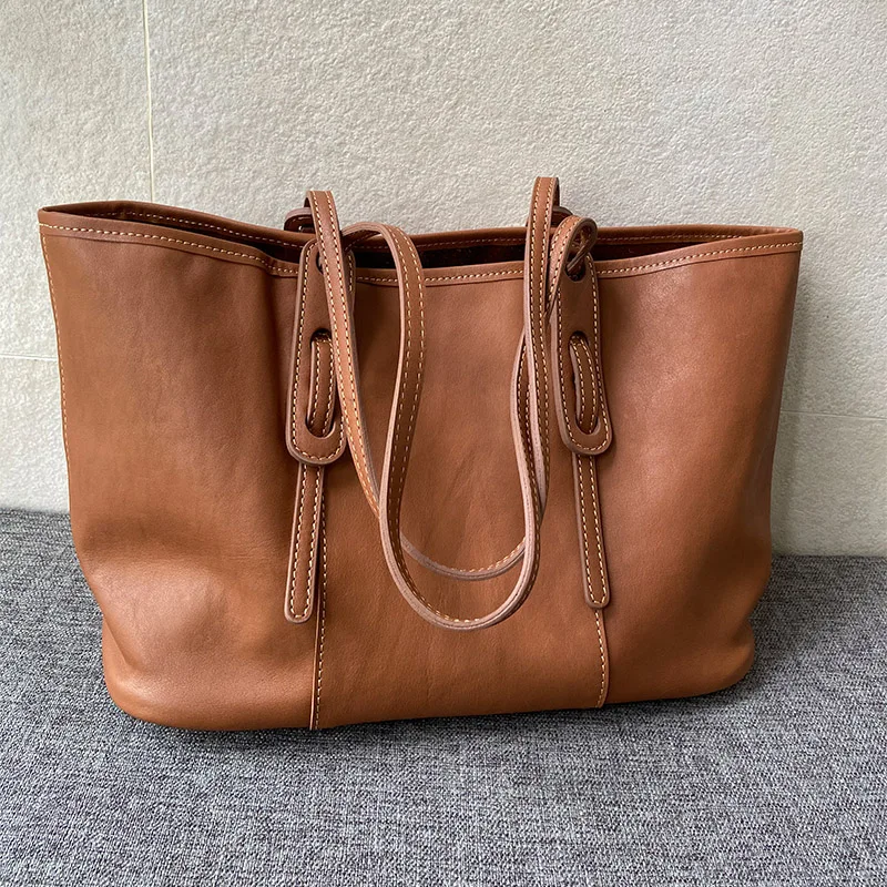 Vendange simple fashion shopping bag retro casual genuine leather lady bag shoulder bag 2611