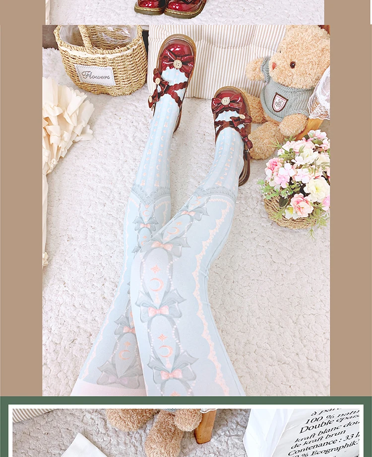 Лолита носки женские колготки лето и осень 120D бархат печати носки японский сладкий Лолита