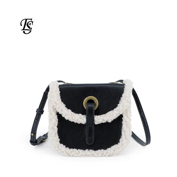 

Winter Pu Leather Shoulder Bag For Women Crossbody Bag Plush Simple Square And Small Bag Black Fashion Female Bag Purse