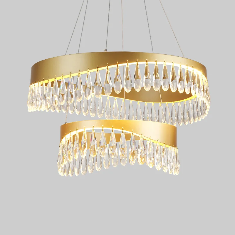 Modern Round Gold/Black Crystal Hanging Designer Chandelier 2