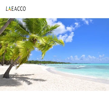 

Laeacco Summer Beach Palms Tree Sea Backdrops Blue Sky Vinyl Photography Background Photographic Backdrop Decor For Photo Studio