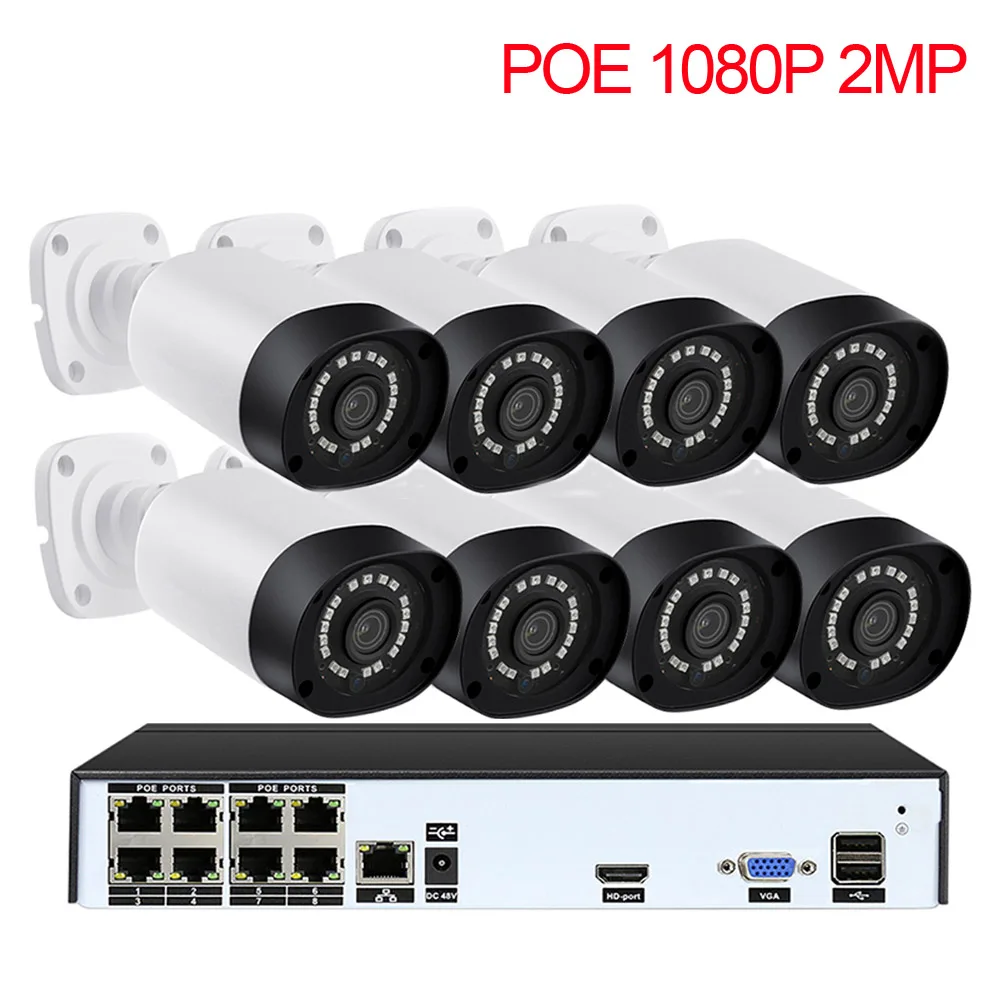 2MP IP Cameras LOFAM 2.0MP 4.0MP 5.0MP 8CH POE NVR комплект 1080P H.265 Открытый Водонепроницаемый День Ночь PoE IP CCTV система видеонаблюдения - Цвет: 2MP IP Cameras