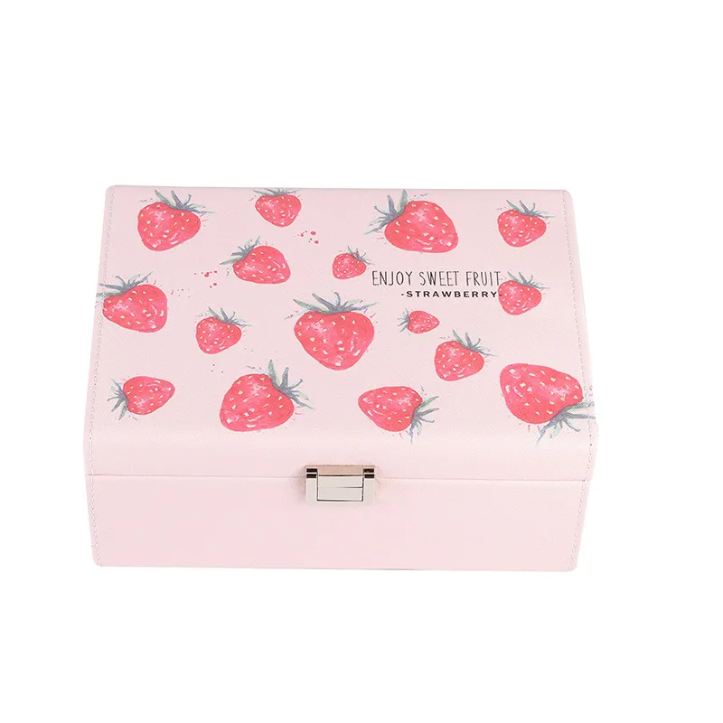 

Fresh fruit decorative Pu double-layer jewelry box simple home accessories multi-functional jewelry storage box