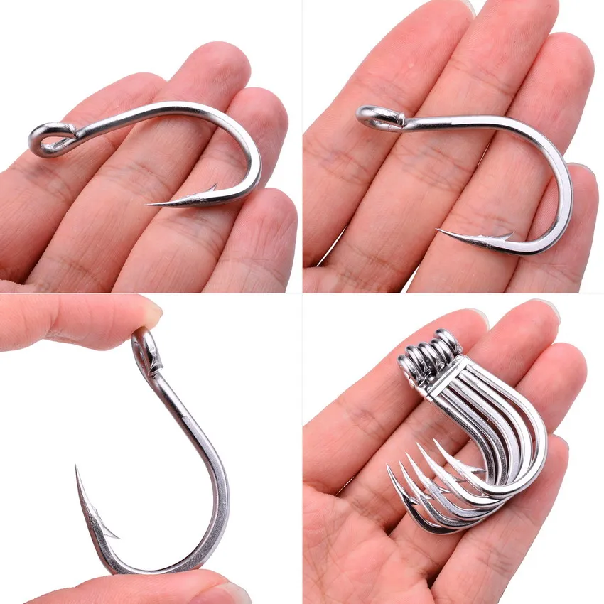 100pcs Fishing Hooks High Carbon With Eye Carp Catfish 1/013/0 Fish Jigs Hook White Anzol