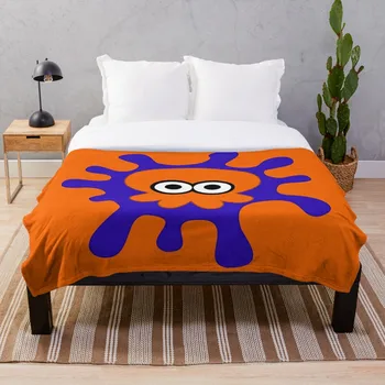 

Orange Octoling on Blue Ink Throw Blanket Soft Sherpa Blanket Bed Sheet Single Knee Blanket Office Nap Blanket