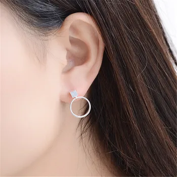 

925 Sterling Silver Women Jewelry Round Stud Earrings for School Girls Kids Gift pendientes oorbellen eh1421
