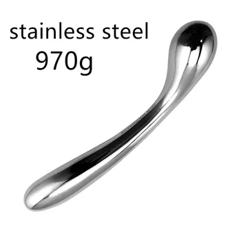 Heavy stainless steel double fake dildo G Spot wand anal beads butt plug metal prostate massager vaginal female sex toy women 1