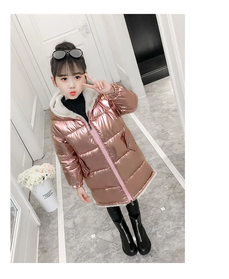 autumn and winter girls coat plus velvet waterproof warm teenage girl Parker coat 2-14 years old baby girl coat
