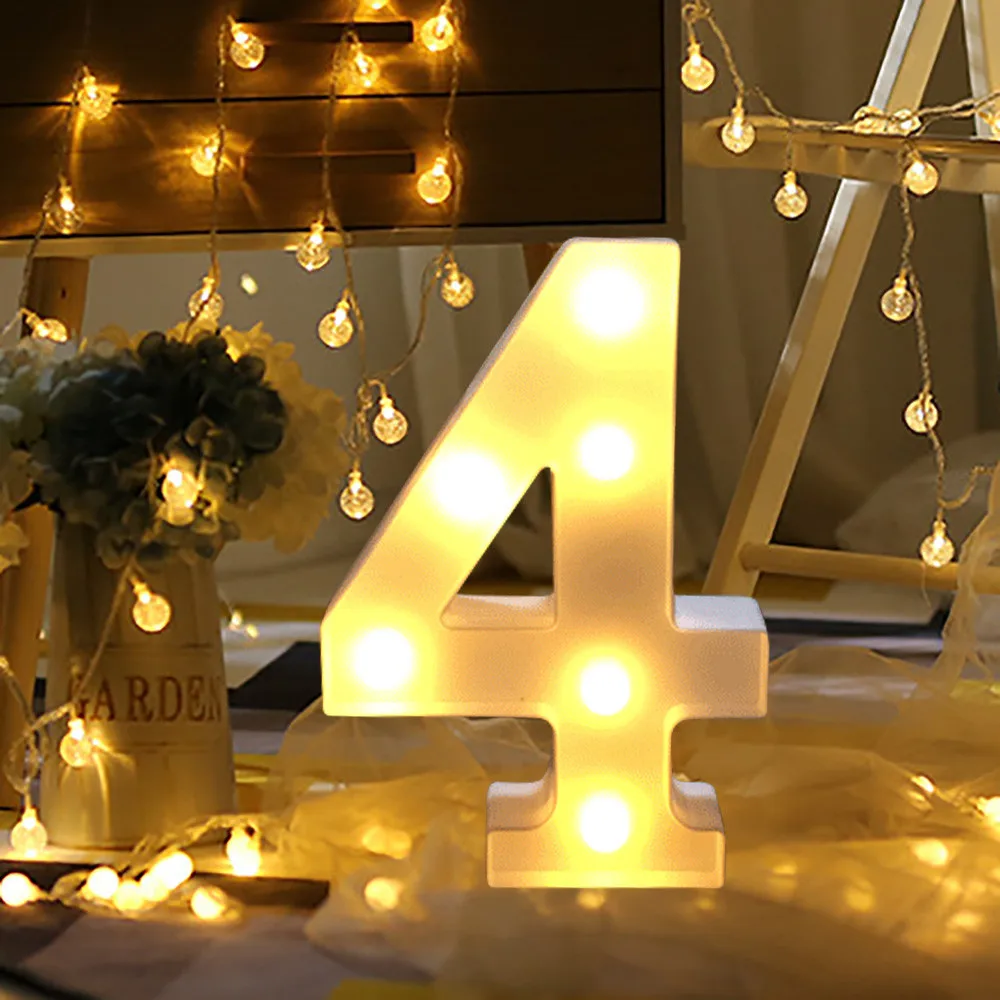 Украшение дома праздник день рождения свадьба с буквами светодиодный цифровые лампы светильник белый пластик цифровая стоячая подвеска T5