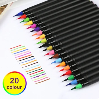 

20 Colors Drawing Art Supplies Watercolor Art Marker Pens Paint Brushes Colored Calligraphy Painting Pen School Supplies