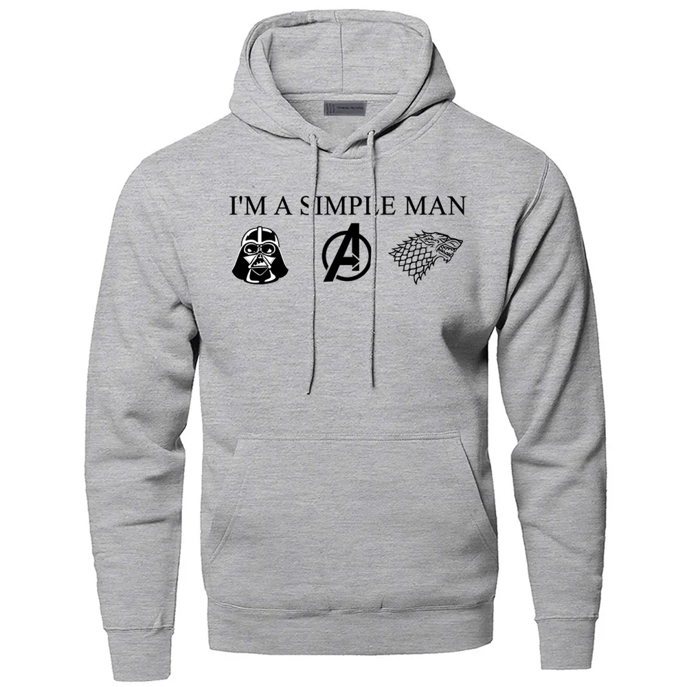 

The Avengers Game of Thrones Star Wars Hoodies Men I'm A Simple Man Funny Sweatshirts Hooded Darth Vader House Stark Wolf Hoodie