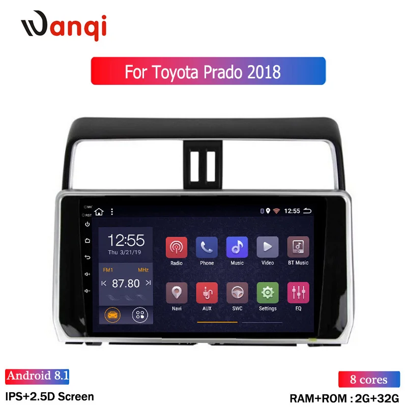 2.5D 10,2 дюймов Octa 8 Core 2 Гб+ 32 ГБ, автомобильный dvd-плеер на основе Android для Toyota Land cruiser Prado 150 autoadio gps навигации BT - Цвет: eight cores