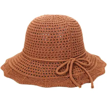

Summer Woman Braided Sun Hat Foldable Solid UPF50+ Vented Cotton Beach Sunhat Women Hat